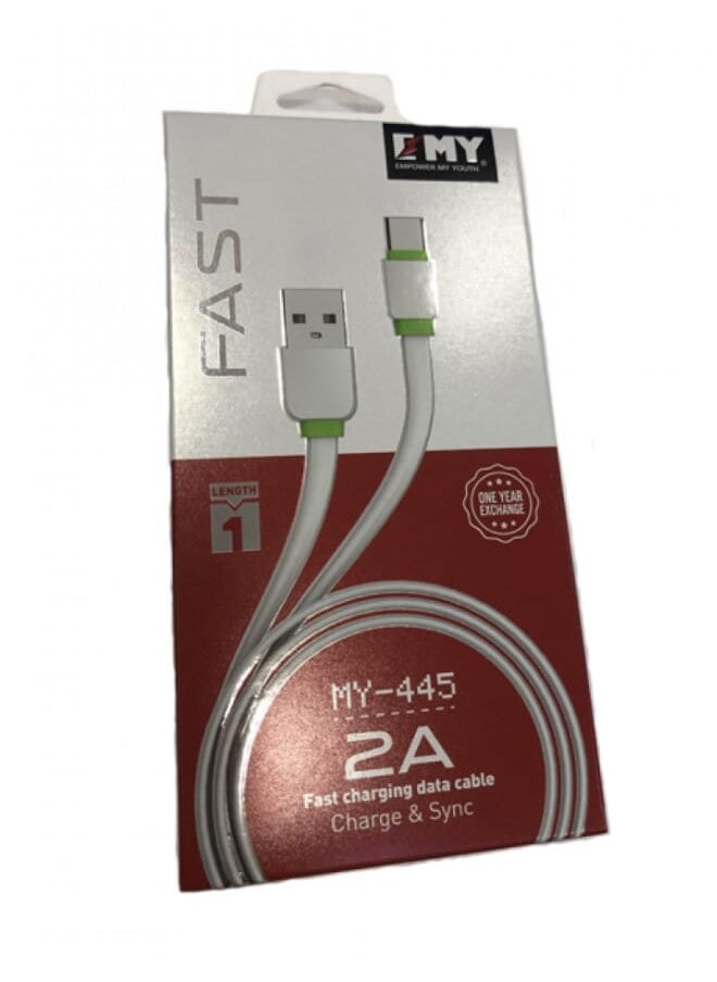 إيمي كابل سيليكون ناعم سريع من USB-A إلى USB-C باللون الأبيض  - Image 1