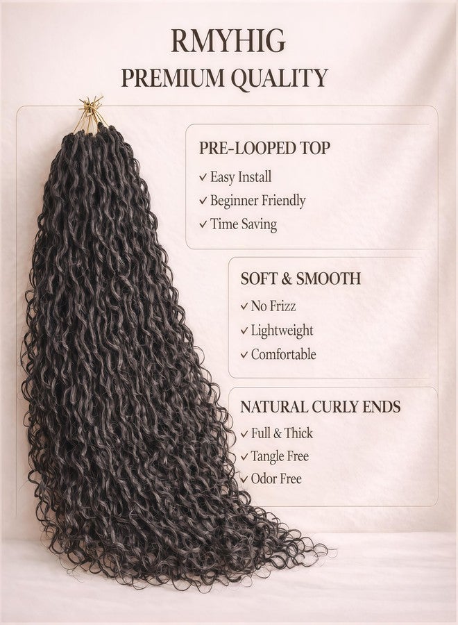 RMYHIG 8 Packs Goddess Locs Crochet Hair for Black Women, Pre-looped Boho Faux Locs with Curly Ends Long River Crochet Hair for Black Women Hair Extensions (1B/27, 18 Inch) - Image 4