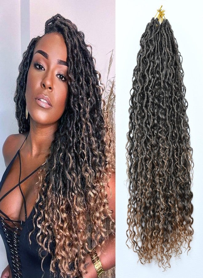 RMYHIG 8 Packs Goddess Locs Crochet Hair for Black Women, Pre-looped Boho Faux Locs with Curly Ends Long River Crochet Hair for Black Women Hair Extensions (1B/27, 18 Inch) - Image 1