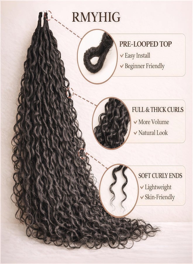 RMYHIG 8 Packs Goddess Locs Crochet Hair for Black Women, Pre-looped Boho Faux Locs with Curly Ends Long River Crochet Hair for Black Women Hair Extensions (1B/27, 18 Inch) - Image 3