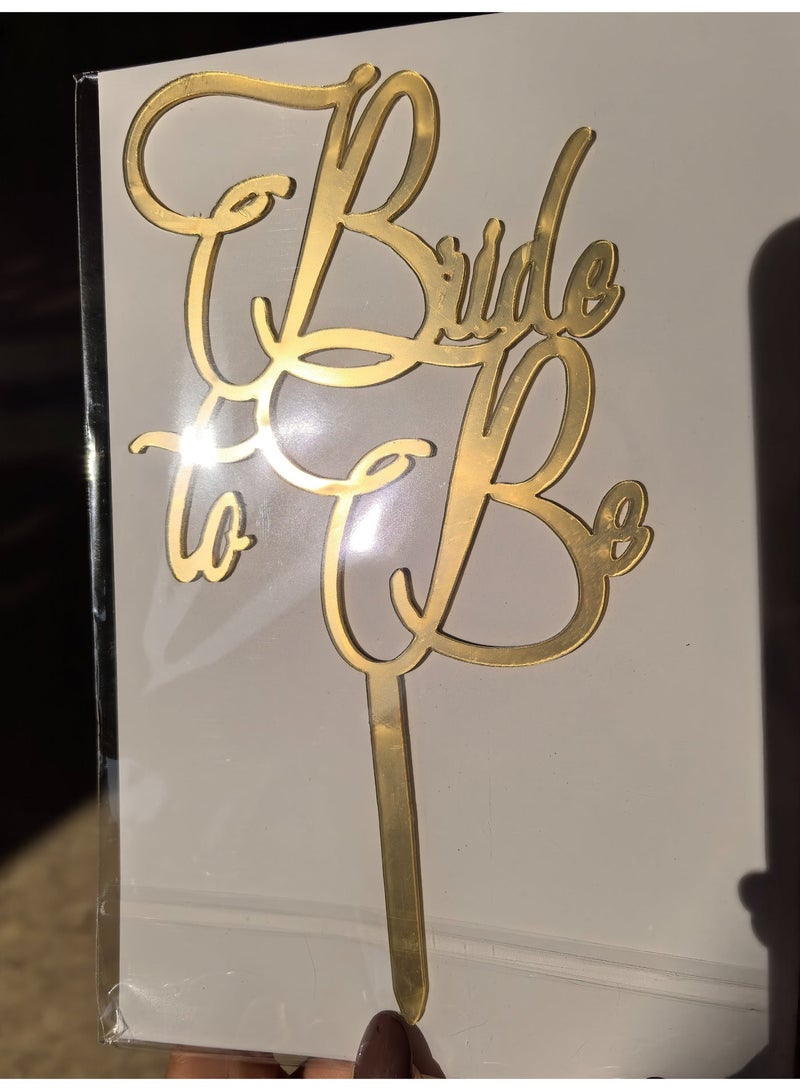 زينة كيك العروس المتألقة من الأكريليك الذهبي لزينة حفلات الخطوبة والزفاف وحفلات توديع العزوبية - Image 4