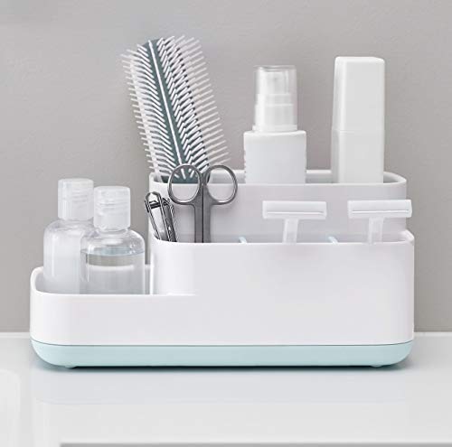 Styxon Toothbrush Holder Bathroom Organizer Tray, White, 5 Compartments, Countertop Organizer for Bathroom & Vanity, Office Desk, Kitchen - Image 3
