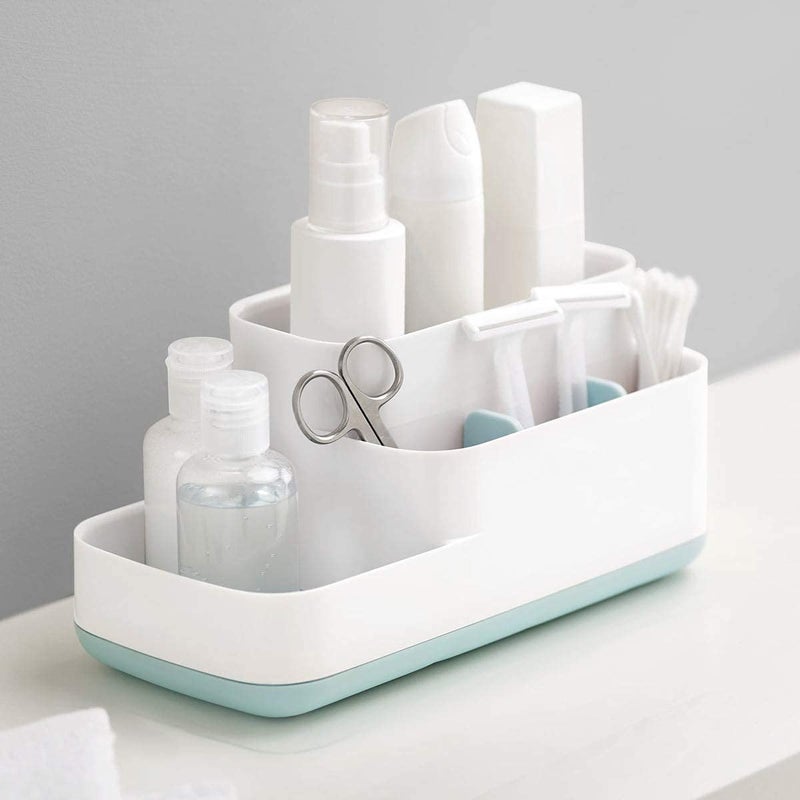 Styxon Toothbrush Holder Bathroom Organizer Tray, White, 5 Compartments, Countertop Organizer for Bathroom & Vanity, Office Desk, Kitchen - Image 2