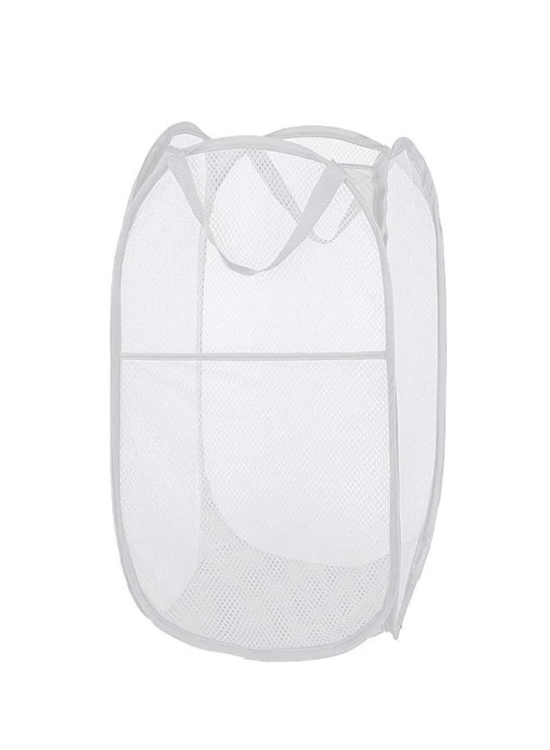 Pop Up Laundry Hampers, Collapsible Mesh Laundry Basket, Foldable Clothes Hampers for Bathroom, College Dorm, Travel,White.  - Image 1