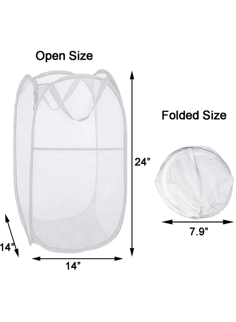 Pop Up Laundry Hampers, Collapsible Mesh Laundry Basket, Foldable Clothes Hampers for Bathroom, College Dorm, Travel,White.  - Image 4