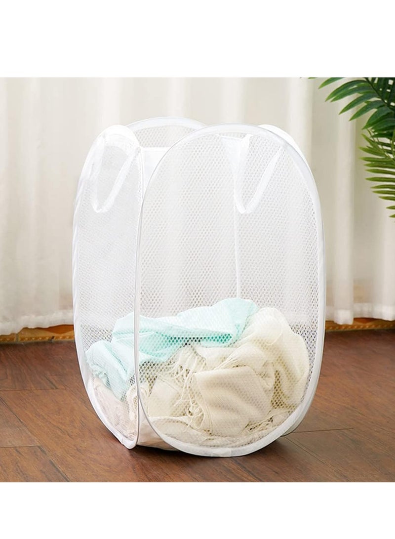 Pop Up Laundry Hampers, Collapsible Mesh Laundry Basket, Foldable Clothes Hampers for Bathroom, College Dorm, Travel,White.  - Image 2