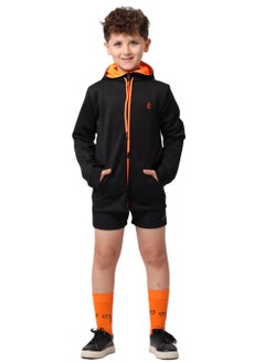 Boys' Black Sweatshirt with Orange Zipper – Soft, Durable Fabric