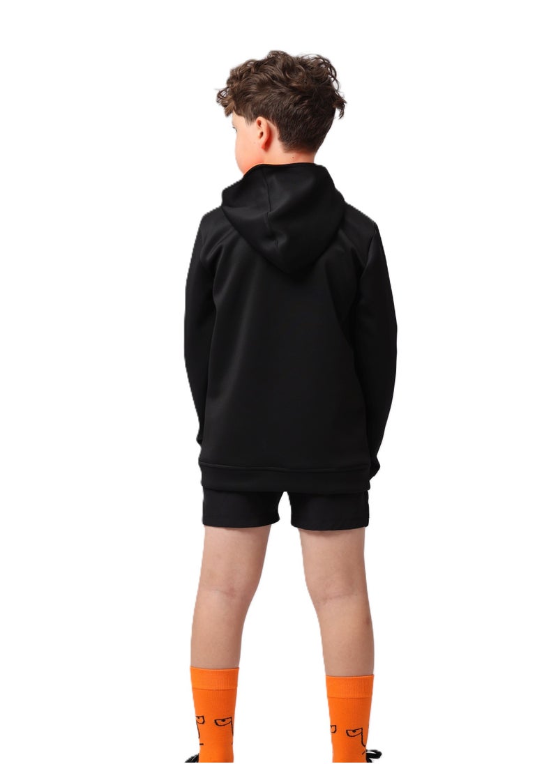 ANJA - Boys' Black Sweatshirt with Orange Zipper – Soft, Durable Fabric - Image 1