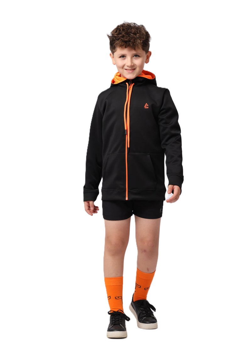 ANJA - Boys' Black Sweatshirt with Orange Zipper – Soft, Durable Fabric - Image 1