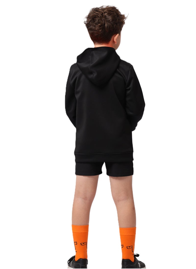 ANJA - Boys' Black Sweatshirt with Orange Zipper – Soft, Durable Fabric - Image 1