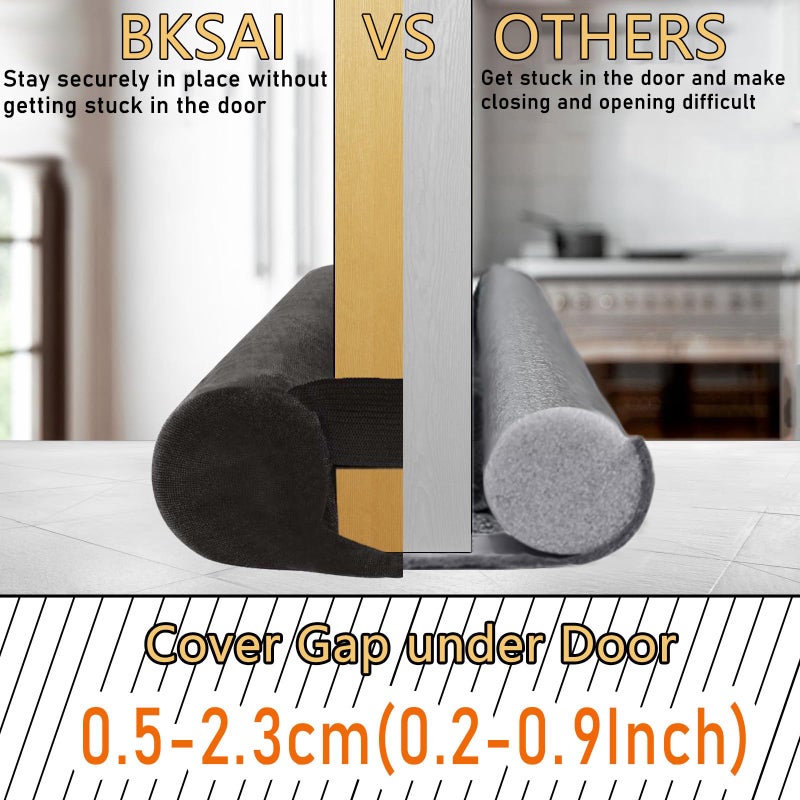 Bksai Door Draft Stopper For Doors No Adhesive Draught Excluder Under Door Wind Blocker For Bottom Of Door Reduce Noise Draught Excluder Sweep Sound Proof (Grey 24-29In / Distance Under The Door 1In) - Image 3