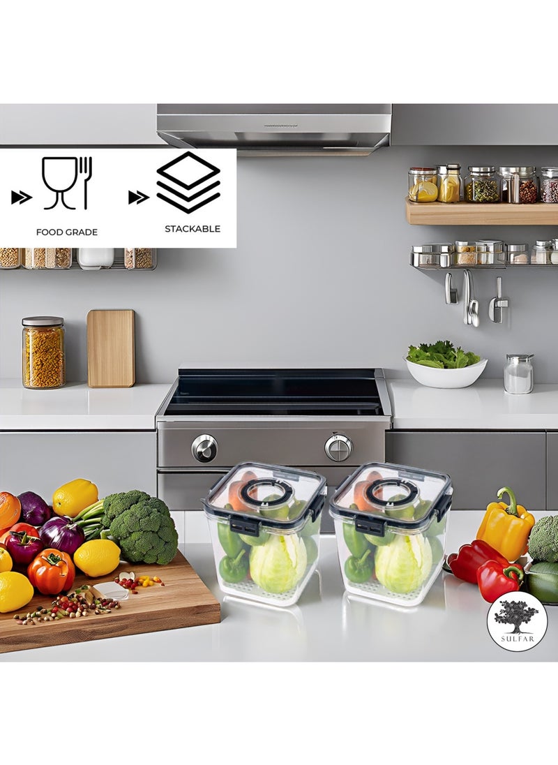 sulfar Air Tight Containers Kitchen Containers Set Kitchen Storage Set (Pack of 2) Transparent  - Image 5