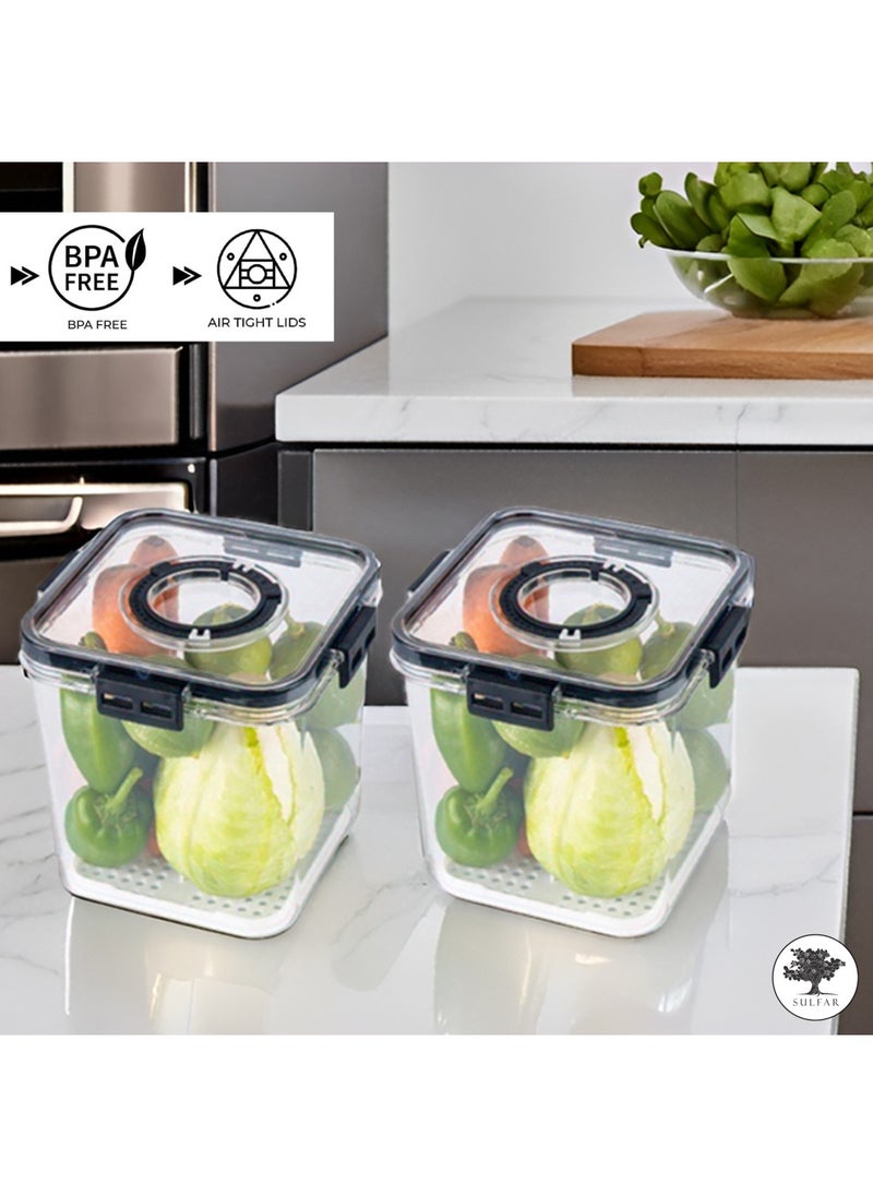 sulfar Air Tight Containers Kitchen Containers Set Kitchen Storage Set (Pack of 2) Transparent  - Image 4
