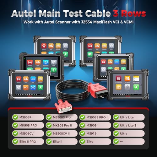 Autel Original OBD2 Main Test Cable 16 Pin 3 Rows OBDII Diagnostic Test Connector Only for MaxiSys MS908P MS908S PRO II MK908 Pro II MS908CV II Elite II MS909 MS919 Ultra Lite Ultra - Image 3