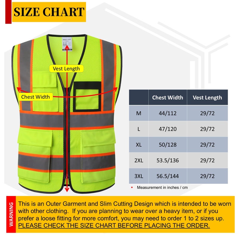 HATAUNKI Reflective Safety Vest for Men Women Hi Vis Vest with 8 Pockets High Visibility Mesh Reflective Vest Meets ANSI/ISEA Standards (Yellow-07, Large) - Image 3