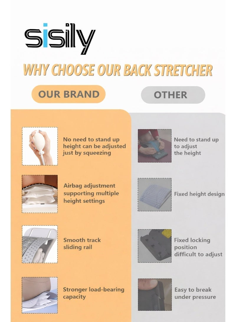 Sisily Inflatable Back Stretcher For Lower Back Pain Relief Adjustable Spine Decompressor With Airbag Pump Ergonomic Lumbar Support Board With Acupressure Points & Magnetic Therapy Posture Corrector - Image 5