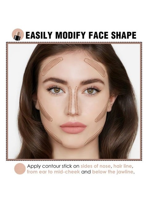 Cream Contour Stick, Matte Bronzer Stick, Professional Face Shaping & Contouring Stick Makeup, Easy to Apply with Buildable Coverage, Long Lasting & Waterproof, TORTILLA
