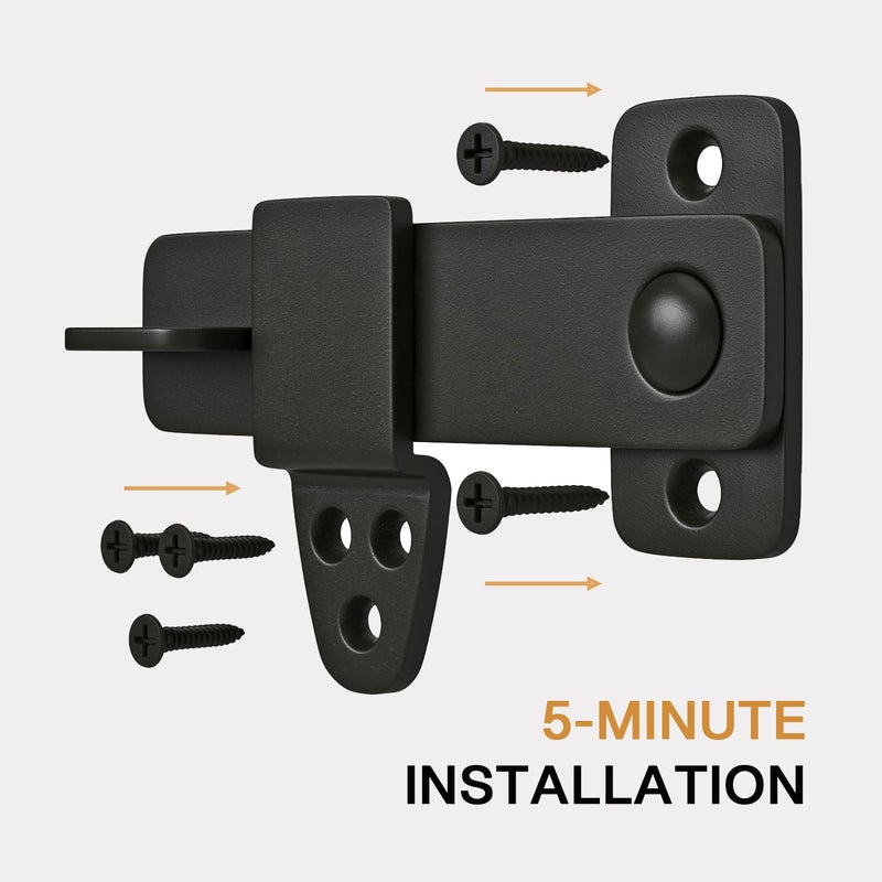 Nordstrand Barn Door Latch - Shed Door Latch - Sliding Barn Door Latches and Catches - Barn Door Lock - Black Wrought Iron Rustic Flip Latch Hardware Kit for Double Doors, Garden Gate, Cabinet, Bar, Pantry - Image 3