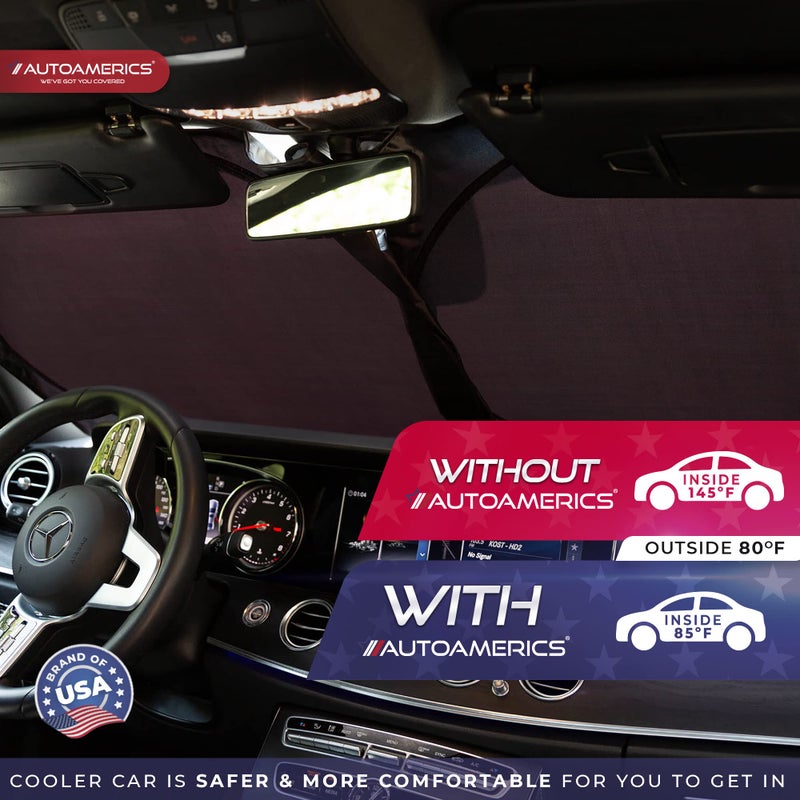 Autoamerics 1-Piece Windshield Sun Shade - Metallic Red Foldable Car Front Window Sunshade for Most Cars SUV Truck Heat Blocker Visor Protector Blocks Max UV Rays and Keeps Your Vehicle Cool - Medium - Image 3