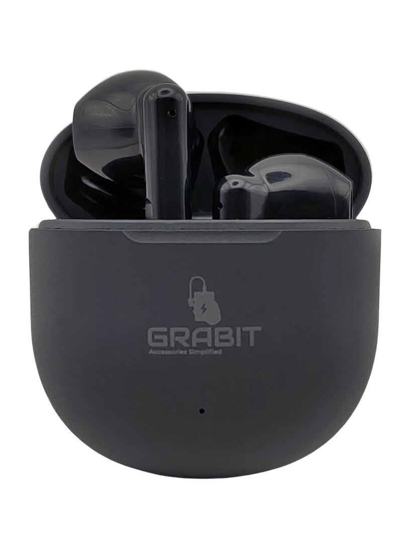 GRABIT - True Wireless Earbuds Mini Compact & Powerful bluetooth connectivity, rich stereo sound, and touch controls in a lightweight (3.4g) design. Enjoy 5 hours of playback with a battery icon display on iOS & Android devices. Compatible with iPhone, Samsung, OnePlus, Xiaomi, Huawei, HONOR, Google Pixel, iPads, and more, perfect for work, travel, and workouts. - Image 1