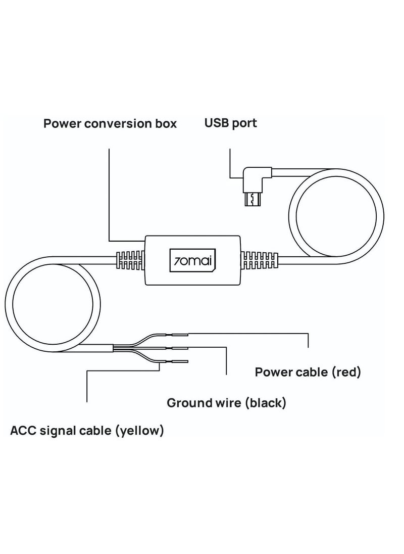 Arabest - 70mai Hardwire Cable Kit for 24H Parking Monitoring A500 A800 DashCam Widemidrive up02 - Image 1