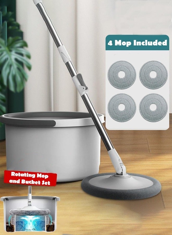 HOMESTAR 360 Degree Rotating Mop and Bucket Set Flat Design Self-separating Clean Dirty Water with 4 Pieces of Microfiber Extendable Handle Ideal for Cleaning All Kinds Floors - Image 1