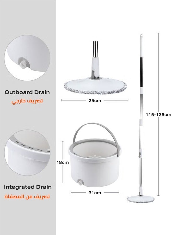 HOMESTAR 360 Degree Rotating Mop and Bucket Set Flat Design Self-separating Clean Dirty Water with 4 Pieces of Microfiber Extendable Handle Ideal for Cleaning All Kinds Floors - Image 3