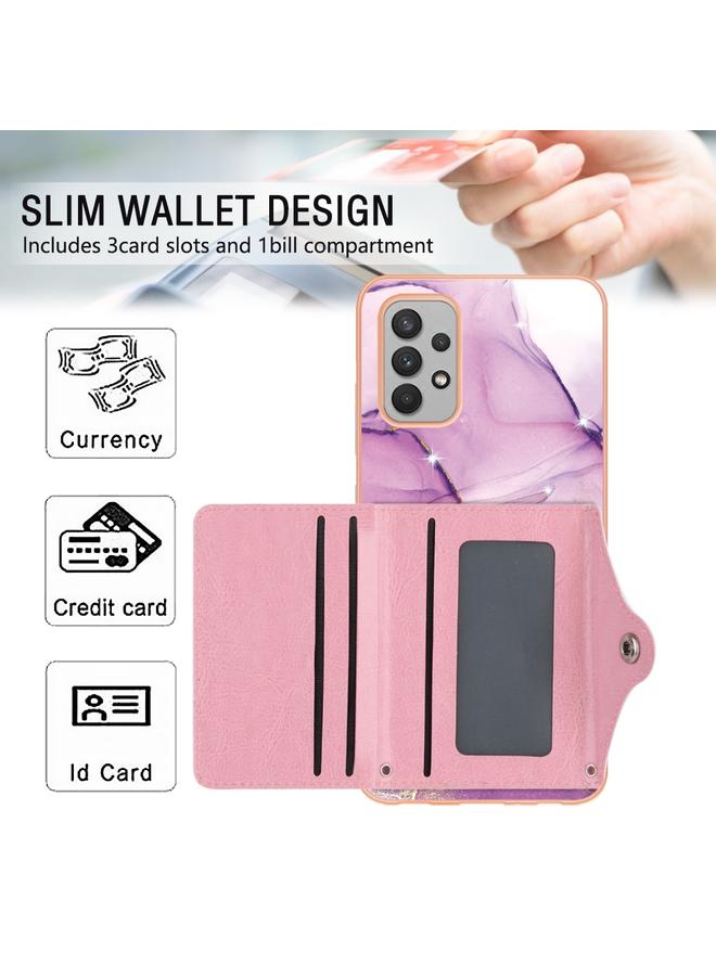 اس-توب جراب لهاتف Samsung Galaxy A32 4G إصدار الاتحاد الأوروبي بنمط رخامي مع فتحة بطاقة IMD - Image 4