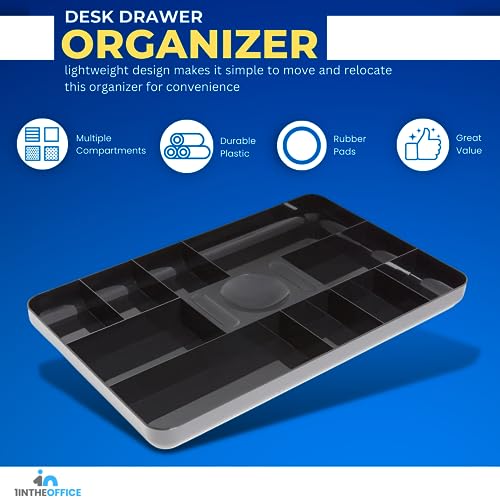 1InTheOffice Desk Drawer Organizer Tray Desk Drawer Tray 13Compartment Black 2 Pack - Image 3