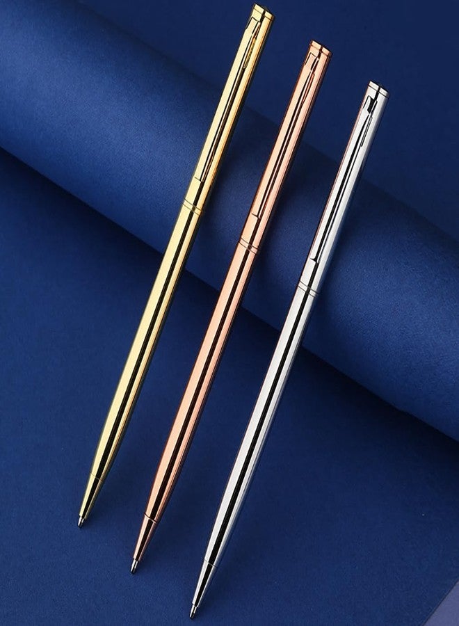 Gullor 3 Pieces Retractable Ballpoint Pen, Slim Metal Pens, 1.0mm Medium Point Black Ink, Silver - Image 4