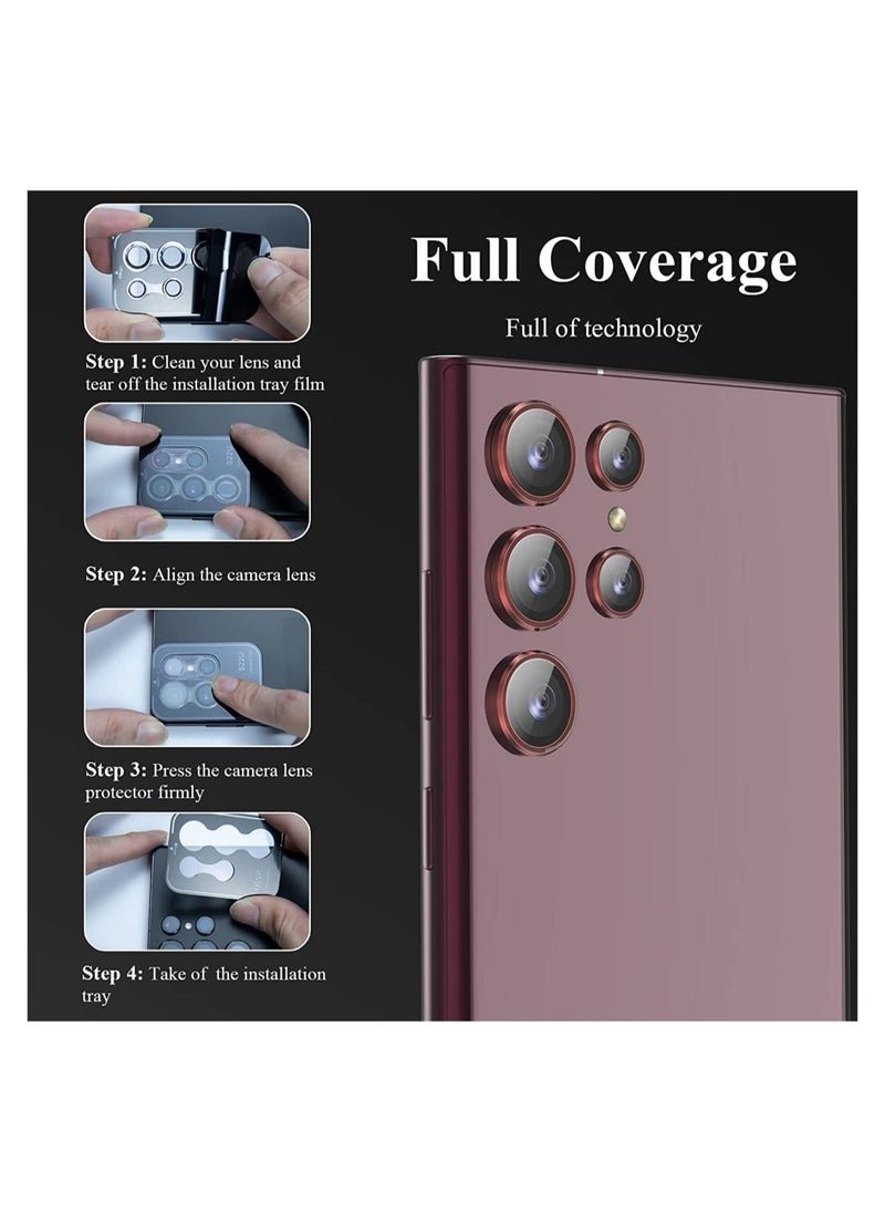 Raxoom Camera Lens Protector Compatible with Samsung Galaxy S22 Ultra (2022), Scratch-Resistant Ultra-Thin Tempered Glass with Aluminum Edge - Image 2