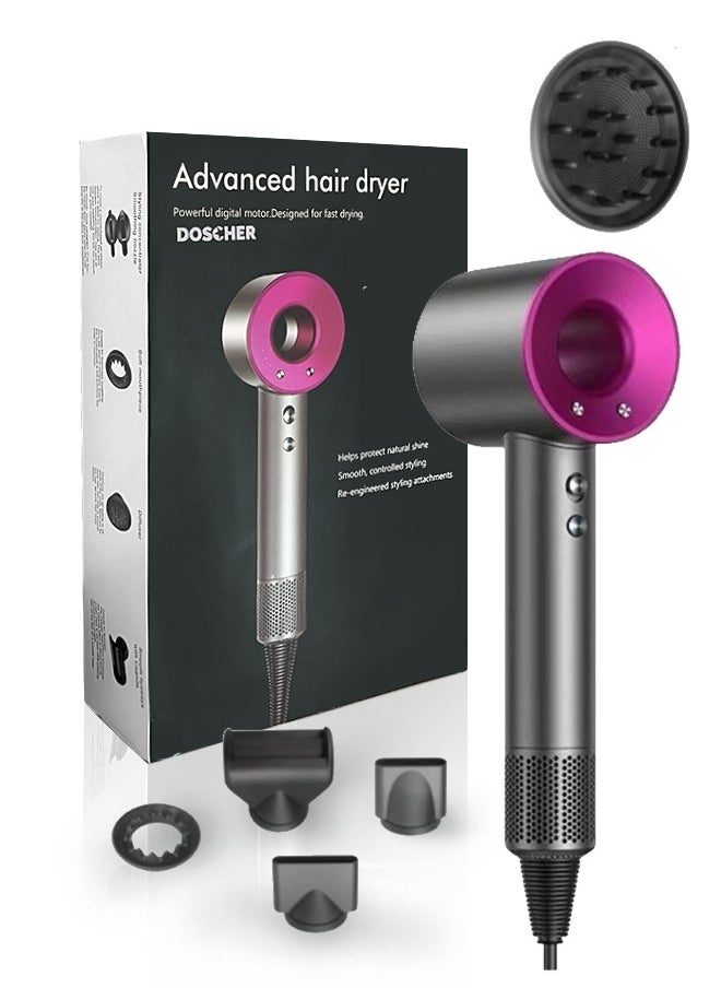 DOSCHER 1600W Professional Ionic Hair Dryer - Fast Drying Blower Hair Dryer with Thermo-Control, Low Noise, Includes Hair Diffuser and Concentrator for Perfect Styling 1600W  - Image 4
