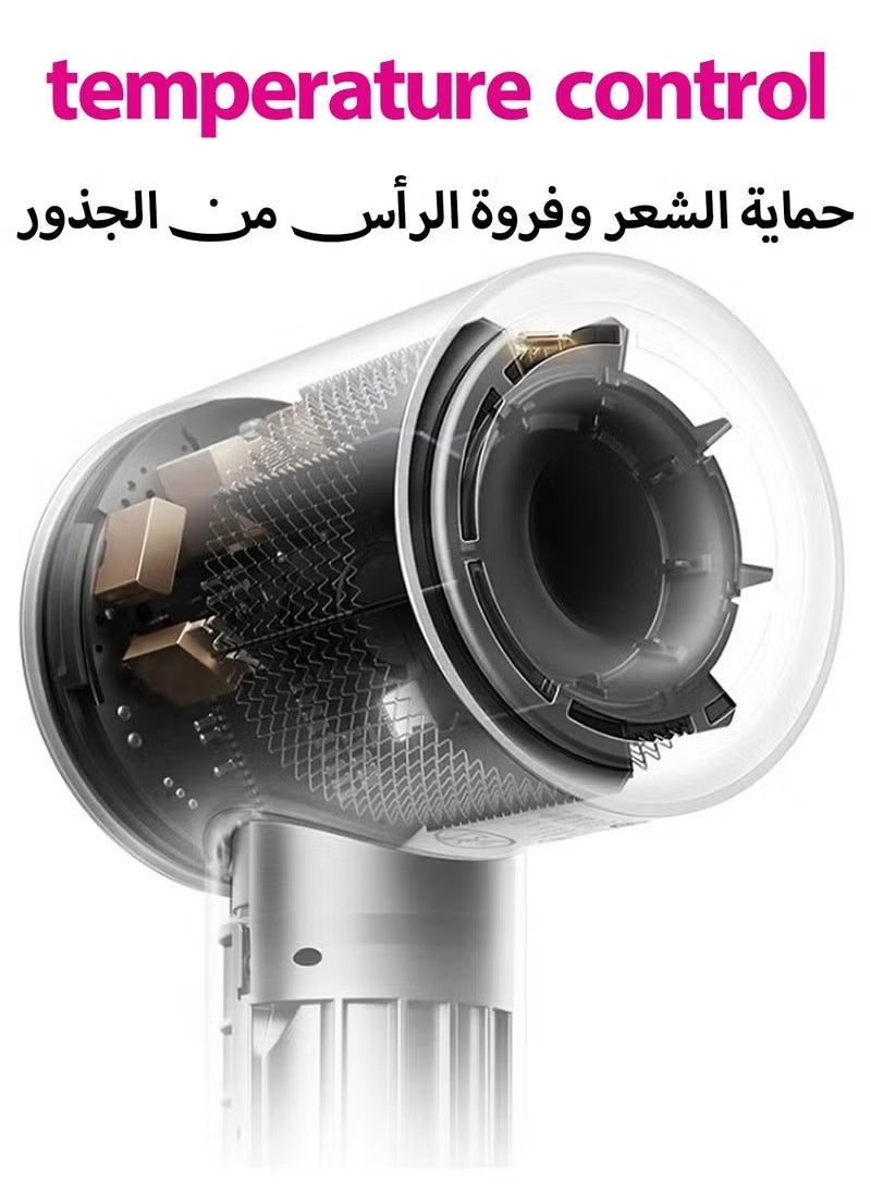 مجفف شعر بقدرة 1600 واط، مجفف شعر أيوني احترافي، مجفف شعر بالتحكم الحراري، تجفيف سريع منخفض الضوضاء مع مكثف وموزع