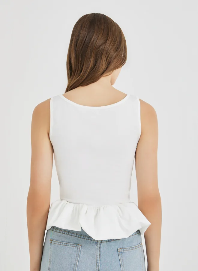 Take Two Take Two Solid Sleeveless Balloon Hem Cami Top