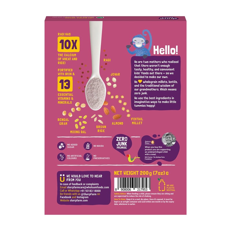 Slurrp Farm Sathu Maavu Baby Cereal | Wholesome Multigrain Mix with Almonds, Lentils & Millets | No Added Sugar or Milk | Easy to Cook & Digest | 7.05 Oz (200g) - Image 2