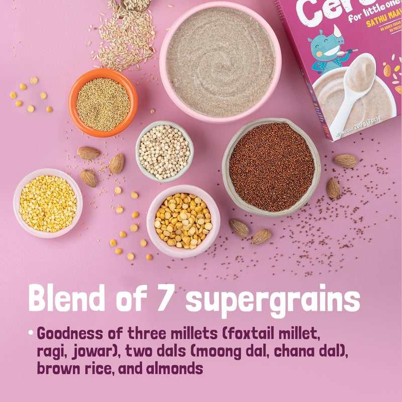 Slurrp Farm Sathu Maavu Baby Cereal | Wholesome Multigrain Mix with Almonds, Lentils & Millets | No Added Sugar or Milk | Easy to Cook & Digest | 7.05 Oz (200g) - Image 3