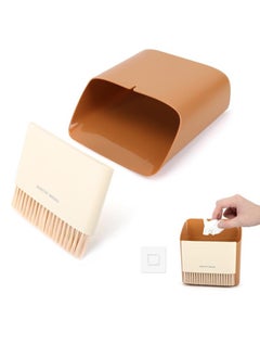 Generic Small Broom and Dustpan Set, Mini Hand Broom Brush,Multi Purpose Hanging Trash Can Soft Bristle Broom with Dust Pan Combo Set for Cleaning Home Kitchen/Desktops/Bedroom-Orange  - Image 1