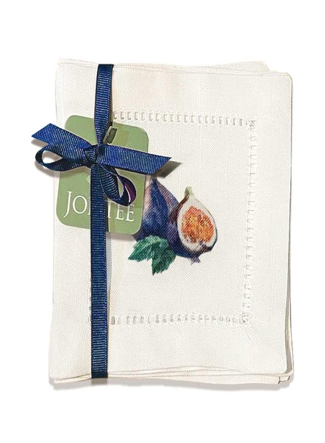 Jolitee Decorative Hemstitch Cocktail Napkins, 6"x6" Washable Linen-Like Cloth Napkins, Handmade for Entertaining and Everyday Use (Watercolor Fruits) - Image 1