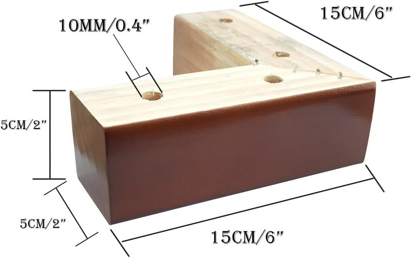 QZibeva QZibeva 2 Inch Wooden 20 Pcs Sofa Bed Riser Wood Furniture Legs Couch Legs Replacement Sofa Feet Dresser Leg LShaped Mahogany - Image 4