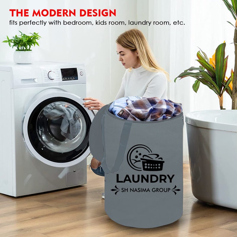 SH.NASIMA MANUFACTURER SH Nasima 45 L Laundry BagStorage BasketBin with Lid and Handle for Washing Clothes Baby Toys Box Dirty Dress Pack Of 4 grey  - Image 3