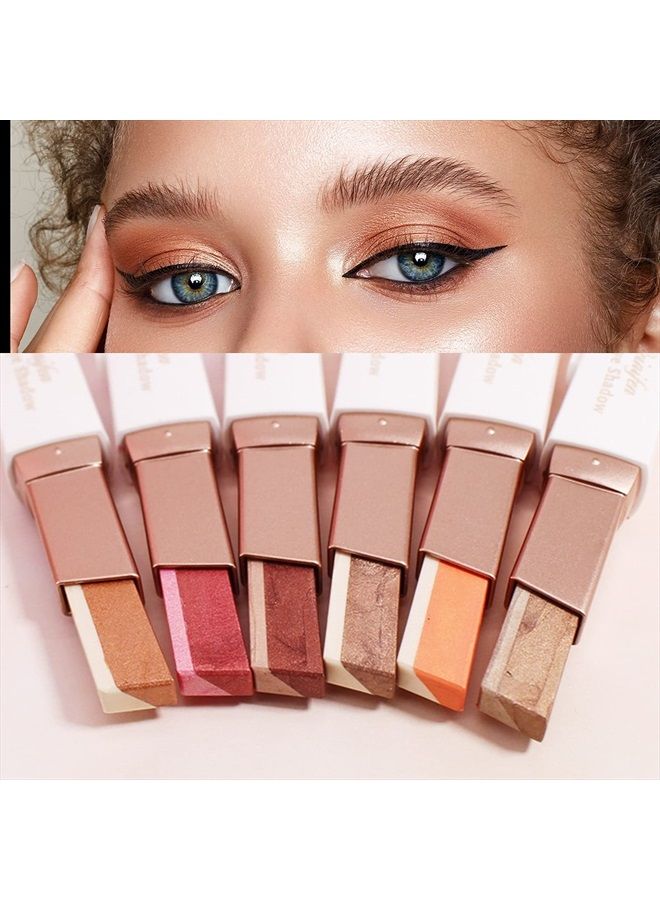 LOKFAR 12 Colors Glitter Eye-shadow Stick Set, Two-Tone Shimmer Gradient Eyeshadow Stick Double Colors Eyeshadow Stick Waterproof Glitter Eye Stick Eyeshadow Pen for Women Eye Makeup (6 Pcs) - Image 2