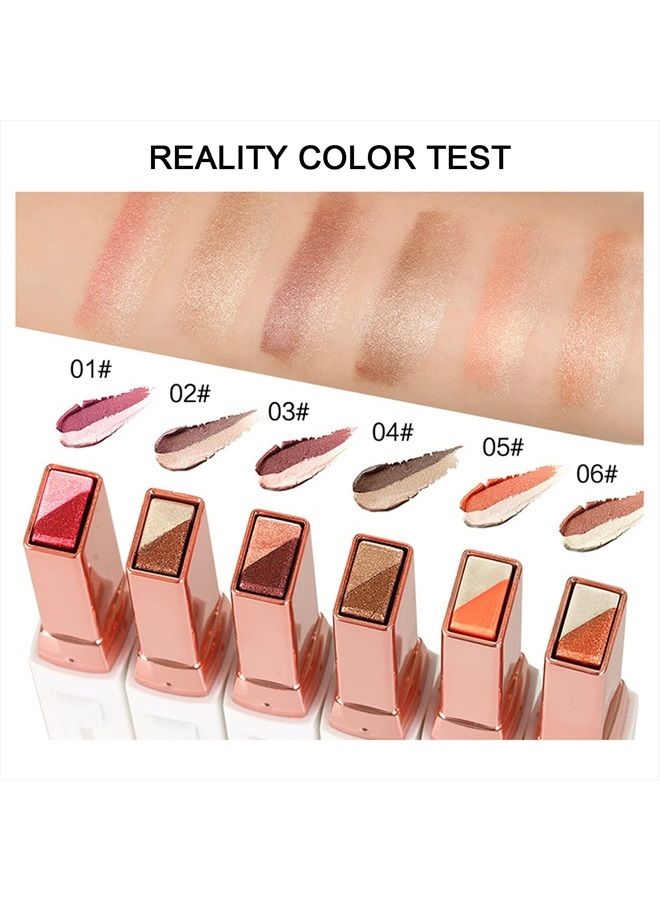 LOKFAR 12 Colors Glitter Eye-shadow Stick Set, Two-Tone Shimmer Gradient Eyeshadow Stick Double Colors Eyeshadow Stick Waterproof Glitter Eye Stick Eyeshadow Pen for Women Eye Makeup (6 Pcs) - Image 3