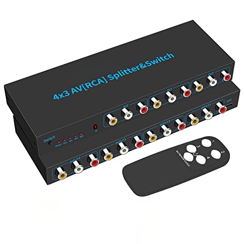 Tobo 4-Way AV Switch RCA Switcher 4 in 3 Out Composite Video L/R Stereo Audio Selector Box for DVD STB Game Consoles-TD-957CC. - Image 1