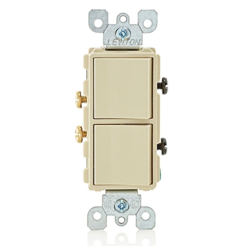 Leviton 15 Amp, 120/277 Volt, Decora Single-Pole, AC Combination Switch, Commercial Grade, Grounding, 5634-I, Ivory - Image 2