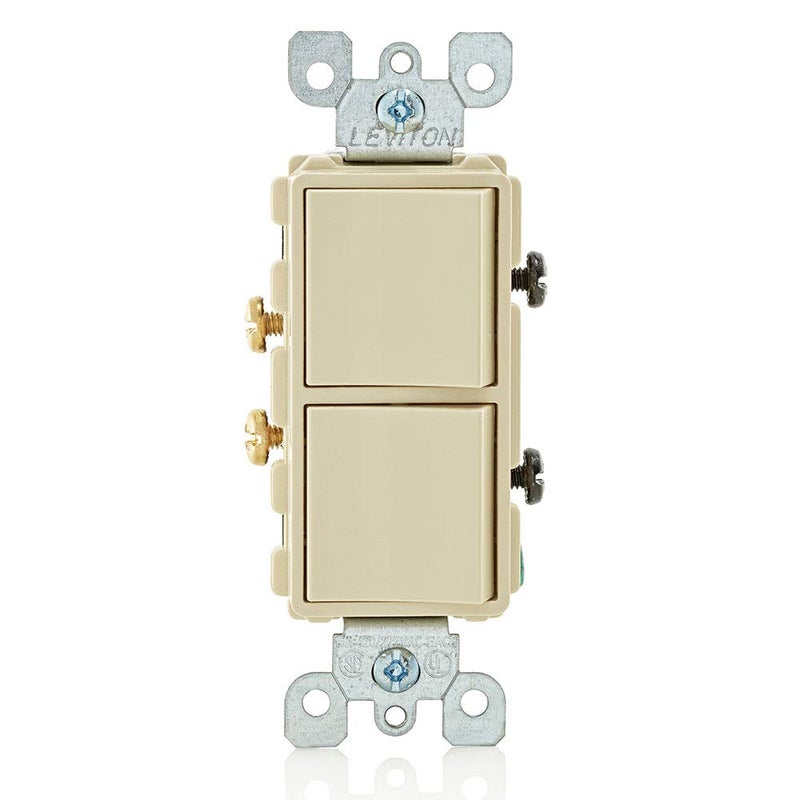 Leviton 15 Amp, 120/277 Volt, Decora Single-Pole, AC Combination Switch, Commercial Grade, Grounding, 5634-I, Ivory - Image 1