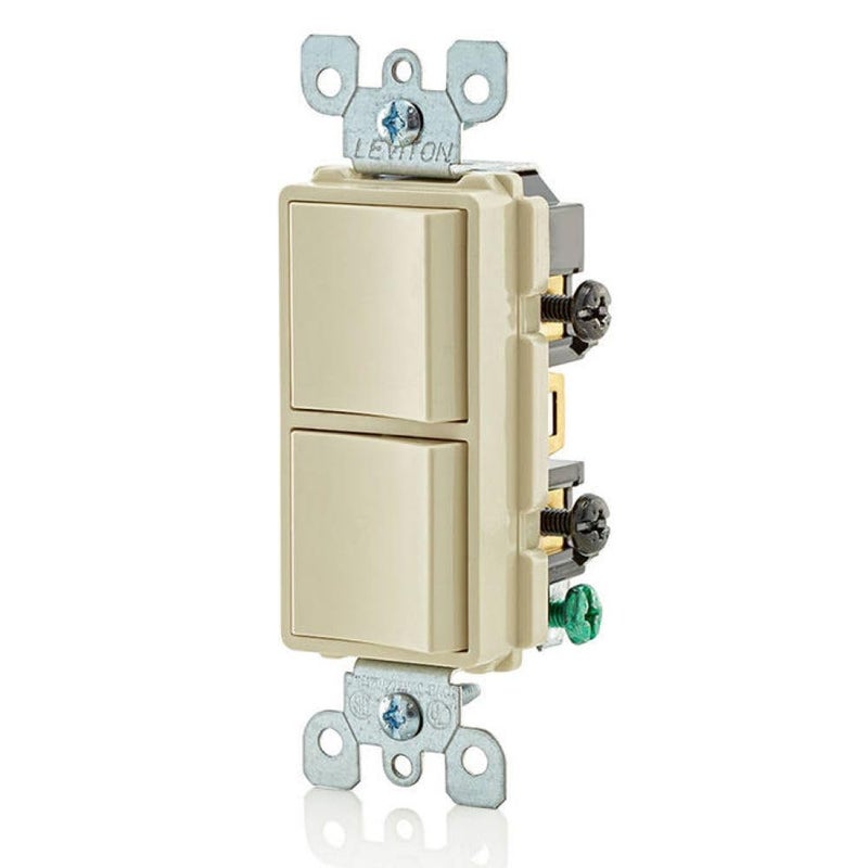 Leviton 15 Amp, 120/277 Volt, Decora Single-Pole, AC Combination Switch, Commercial Grade, Grounding, 5634-I, Ivory - Image 3