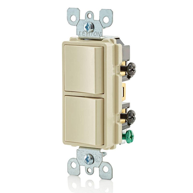 Leviton 15 Amp, 120/277 Volt, Decora Single-Pole, AC Combination Switch, Commercial Grade, Grounding, 5634-I, Ivory - Image 4