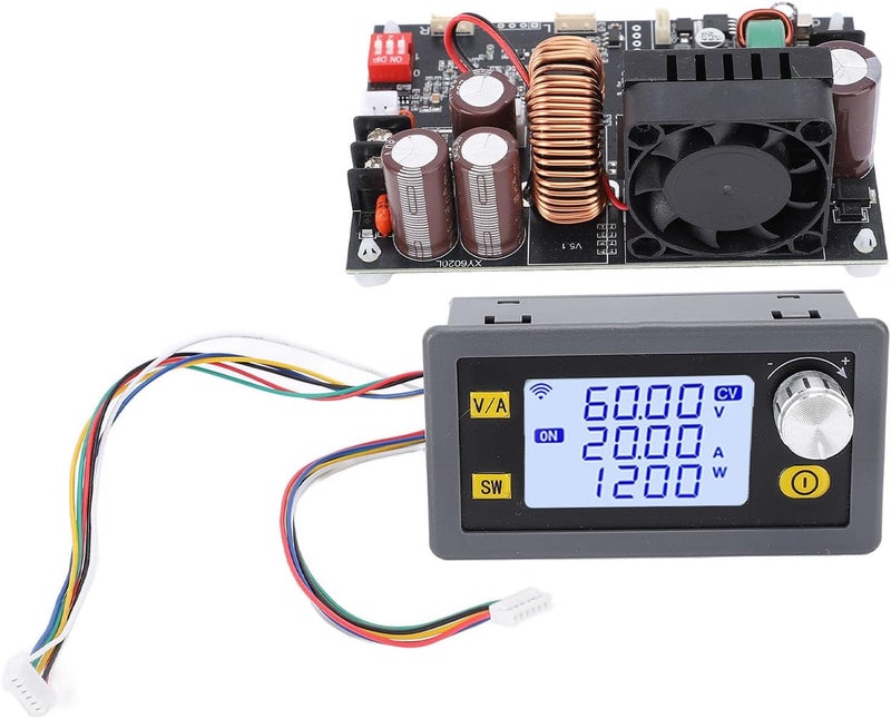 وحدة XY6020L - مصدر طاقة تيار مستمر قابل للتعديل باستخدام التحكم الرقمي (CNC) - 1200 واط 20 أمبير جهد وتيار ثابتان - خرج من 0.00 إلى 60.00 فولت مع شاشة LCD ملونة ومروحة تبريد يتم التحكم في درجة حرارتها - Image 1