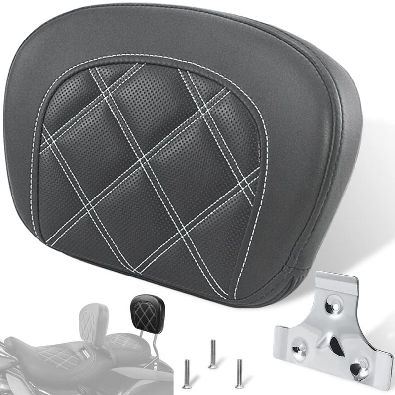 FOVPLUE Passenger Backrest PadSissy Bar Pad for Harley Touring Electra GlideRoad GlideRoad KingStreet GlideTrike Freewheeler FLRTFLHXXX Double White Stitching