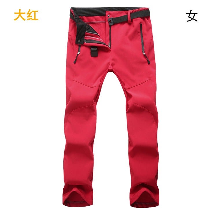 Gong Ban Wu Biao Men's Outdoor Softshell Fleece-Lined Winter Hiking Ski Pants, Windproof Thermal Trousers, Plus Size, Unisex - Image 1